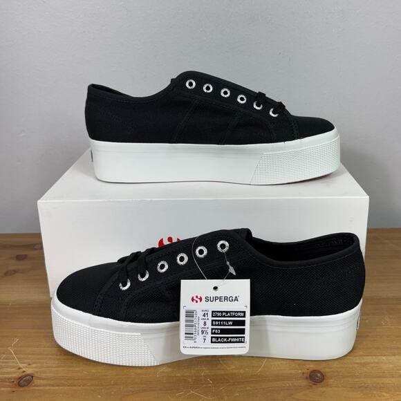 New Superga 2790 Platform Sneakers in Black Women's Size 9.5 - Picture 6 of 9